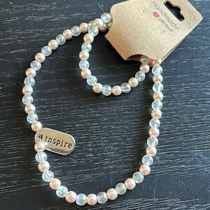 Handmade Inspire Pearl and Clear Bead Bracelet